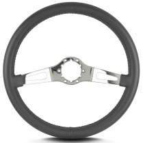 Teardrop 2 Spoke 14" Polish Steering Wheel Std Grip -Dk Grey
