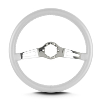 Teardrop 2 Spoke 14" Polish Steering Wheel Std Grip - White