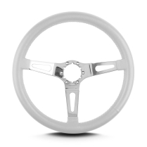 Teardrop 3 Spoke 14" Polish Steering Wheel Std Grip - White