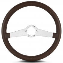 Two Smooth 14" Satin Steering Wheel Standard Grip - Brown