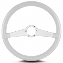 Two Smooth 14" Satin Steering Wheel Standard Grip - White