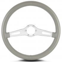 Teardrop 2 Spoke 14" Satin Steering Wheel Std Grip - Lt Grey