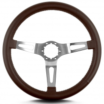 Teardrop 3 Spoke 14" Satin Steering Wheel Std Grip - Brown