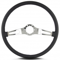 Teardrop 2 Spoke 15" Polish Steering Wheel Thin Grip - Black