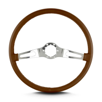 Teardrop 2 Spoke 15" Polish Steering Wheel Thin Grip Caramel