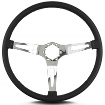 Teardrop 3 Spoke 15" Polish Steering Wheel Thin Grip - Black