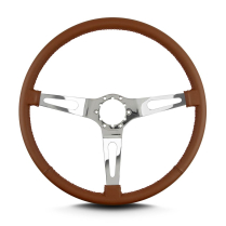 Teardrop 3 Spoke 15" Polish Steering Wheel Thin Grip Caramel