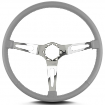 Teardrop 3 Spoke 15" Polish Steering Wheel Thin Grip Lt Grey