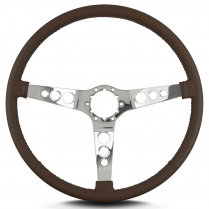Vette Hot Rod 15" Pol Spoke Thin Grip Steering Wheel - Brown