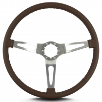 Teardrop 3 Spoke 15" Satin Steering Wheel Thin Grip - Brown