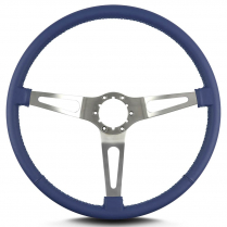 Teardrop 3 Spoke 15" Satin Steering Wheel Thin Grip - Blue
