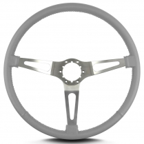 Teardrop 3 Spoke 15" Satin Steering Wheel Thin Grip- Lt Grey