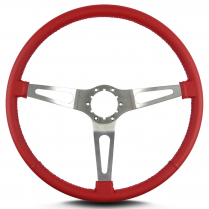 Teardrop 3 Spoke 15" Satin Steering Wheel Thin Grip- Brt Red