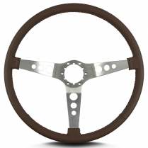 Hot Rod 15" Satin Steering Wheel Thin Grip - Brown