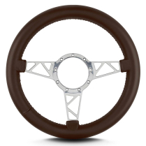 Mark 4 Truss Polished Thick Grip Steering Wheel - Brown