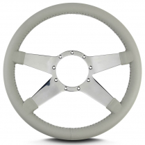 Mark 9 Standard 14" Polished Spoke Steering Wheel- Lt Grey
