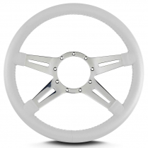 Mark 9 Elegante 14" Steering Wheel w/Polish Spoke - White