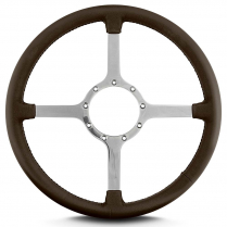 Mark 4 Classic 15" Steering Wheel w/Polished Spoke - Brown