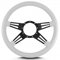 Mark 9 Double Slot 14" Steering Wheel w/Black Spoke - White