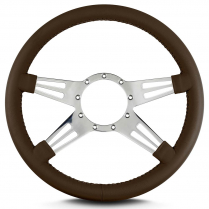 Mark 9 Double Slot 14" Steering Wheel w/Pol Spoke - Brown