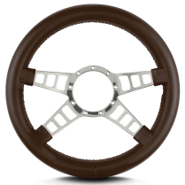 Mark 9 Track GT Polished Thick Grip Steering Wheel - Brown