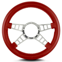 Mark 9 Track GT Polished Thick Grip Steering Wheel - Brt Red