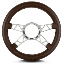 Mark 9 Truss Polished Thick Grip Steering Wheel - Brown