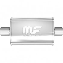 Oval 4"x9"x18" 2.5" C In 2.5" C Out Natural SS Muffler