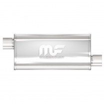 Oval 5"x8" 14" Muffler Offset/Offset - 2-1/4" Polished SS