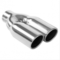 Polish Exhaust Tip Dual Round Angle Cut 2-1/4" Double Wall