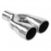 Exhaust Tip - Dual Oval Angle Cut - 2-1/4" Polished