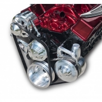 Sm Block Serpentine V-Belt Pulley & Bracket Kit - Polished