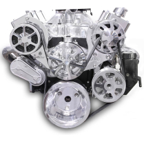 SB Chevy 8-Rib S-Drive Serpentine Kit - Clear Coat Finish