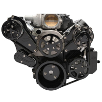 LS 8-Rib S-Drive Serp Kit w/o A/C w/Billet Res - Black Anod