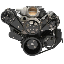 LS Chevy 8-Rib S-Drive Serp Kit wo AC w/Billet Res Gloss Blk