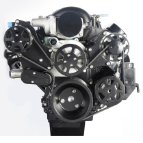LS Chevy 8-Rib S-Drive Serp Kit w/Plastic Res - Matte Black
