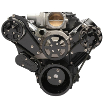 LS Chevy 8-Rib S-Drive Serp Kit w/o P/S - Black Anodized