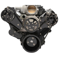 LS Chevy 8-Rib S-Drive Serp Kit w/o P/S - Gloss Black