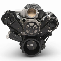 LS Chevy 8-Rib S-Drive Serp Kit w/o P/S - Matte Black