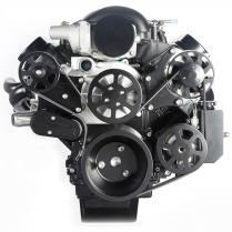 LS 8-Rib S-Drive Serp Kit w/o A/C w/Billet Res - Matte Black