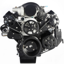 LS 8-Rib S-Drive Serp Kit wo A/C w/Plastic Res - Matte Black