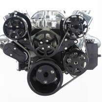 SB Chevy S-Drive Serp Kit w/Billet Reservoir - Gloss Black