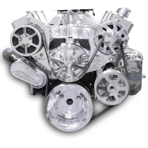 SB Chevy S-Drive Serp Kit w/Billet Reservoir - Clear Coated
