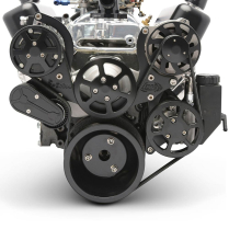 SB Chevy S-Drive Serp Kit w/Plastic Reservoir - Matte Black