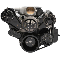 LS Chevy S-Drive Serp Kit with Billet Res - Gloss Black