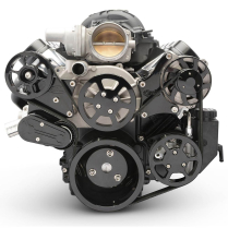 LS Chevy S-Drive Serp Kit w/o A/C w/Plastic Res - Black Anod