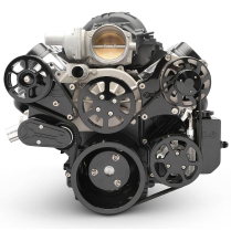 LS Chevy S-Drive Serp Kit w/o A/C w/Billet Res - Gloss Black