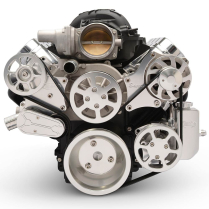 LS Chevy S-Drive Serp Kit w/o A/C w/Billet Res - Clear Anod
