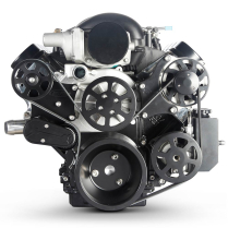 LS Chevy S-Drive Serp Kit w/o A/C w/Billet Res - Matte Black