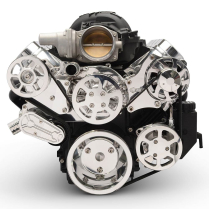 LS Chevy S-Drive Serp Kit w/o A/C w/Plastic Res - Polished